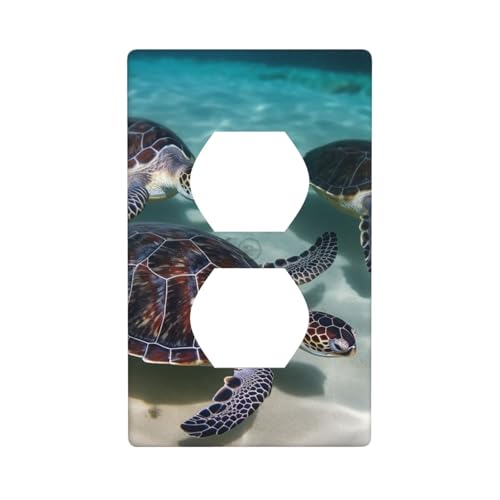 Meeresschildkröten-Wandplatten, 1-Gang-Duplex-Lichtschalter-Abdeckplatte, elektrische Wandplatten, Steckdosenabdeckungen, dekorative Steckdosenabdeckungen für Heimdekoration von KKLWEGU