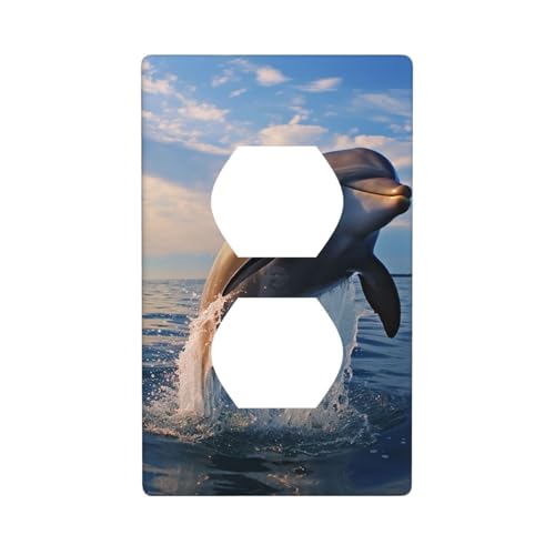 Niedliche Delfin-Wandplatten, Abdeckplatten, Duplex-Lichtschalter-Abdeckplatte, elektrische Wandplatten, Steckdosenabdeckungen, dekorative Steckdosenabdeckungen für Heimdekoration von KKLWEGU