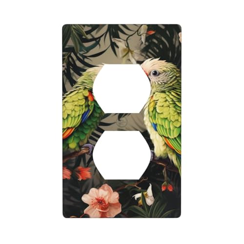 Pärchen Papageien Olive Wandplatten Abdeckungen 1-Gang Duplex Lichtschalter-Abdeckplatte Elektrische Wandplatten Steckdosenabdeckungen Dekorative Steckdosenabdeckungen für Heimdekoration von KKLWEGU