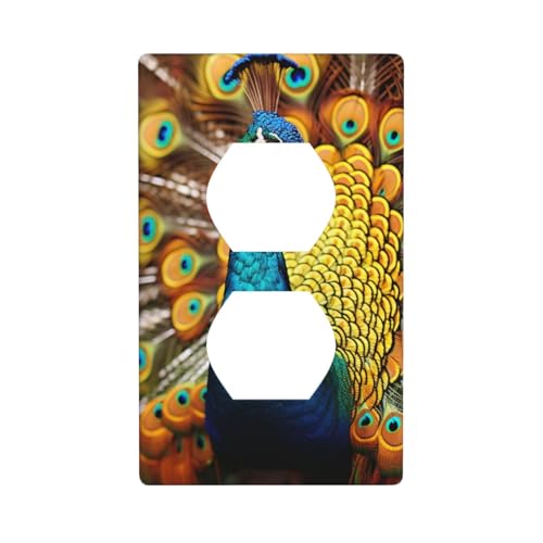 Pfauen-Wandplatten, 1-Gang-Duplex-Lichtschalter-Abdeckplatte, elektrische Wandplatten, Steckdosenabdeckungen, dekorative Steckdosenabdeckungen für Heimdekoration von KKLWEGU