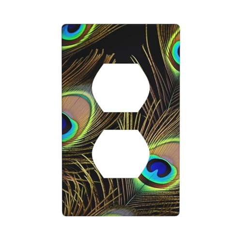 Pfauenfeder-Wandplatten, 1-Gang-Duplex-Lichtschalter-Abdeckplatte, elektrische Wandplatten, Steckdosenabdeckungen, dekorative Steckdosenabdeckungen für Heimdekoration Pfauenfeder-Wandplatten, 1-Gang-Duplex-Lichtschalter-Abdeckplatte, elektrische Wandplatten, Steckdosenabdeckungen, dekorative Steckdosenabdeckungen für Heimdekoration von KKLWEGU