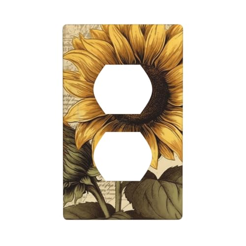 Retro-Sonnenblumen-Wandplatten, 1-Gang-Duplex-Lichtschalter-Abdeckplatte, elektrische Wandplatten, Steckdosenabdeckungen, dekorative Steckdosenabdeckungen für Heimdekoration von KKLWEGU
