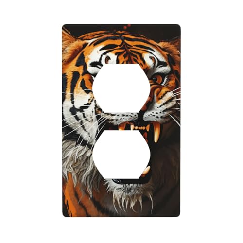 Roaring Tiger Wandplattenabdeckungen, 1-Gang-Duplex-Lichtschalter-Abdeckplatte, elektrische Wandplatten, Steckdosenabdeckungen, dekorative Steckdosenabdeckungen für Heimdekoration Roaring Tiger Wandplattenabdeckungen, 1-Gang-Duplex-Lichtschalter-Abdeckplatte, elektrische Wandplatten, Steckdosenabdeckungen, dekorative Steckdosenabdeckungen für Heimdekoration von KKLWEGU