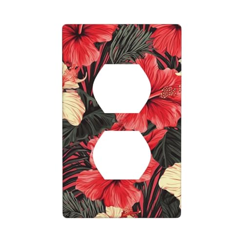 Rote Hibiskus-Wandplatten, 1-Gang-Duplex-Lichtschalter-Abdeckplatte, elektrische Wandplatten, Steckdosenabdeckungen, dekorative Steckdosenabdeckungen für Heimdekoration Rote Hibiskus-Wandplatten, 1-Gang-Duplex-Lichtschalter-Abdeckplatte, elektrische Wandplatten, Steckdosenabdeckungen, dekorative Steckdosenabdeckungen für Heimdekoration von KKLWEGU
