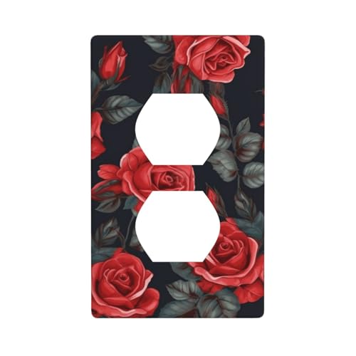 Schöne rote Rosenblüten Wandplatten, 1-Gang-Duplex-Lichtschalter-Abdeckplatte, elektrische Wandplatten, Steckdosenabdeckungen, dekorative Steckdosenabdeckungen für Heimdekoration Schöne rote Rosenblüten Wandplatten, 1-Gang-Duplex-Lichtschalter-Abdeckplatte, elektrische Wandplatten, Steckdosenabdeckungen, dekorative Steckdosenabdeckungen für Heimdekoration von KKLWEGU