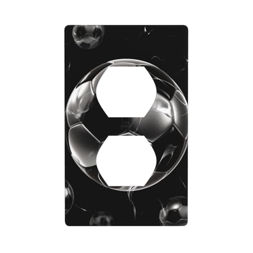 Schwarze Fußball-Wandplatten, 1-Gang-Duplex-Lichtschalter-Abdeckplatte, elektrische Wandplatten, Steckdosenabdeckungen, dekorative Steckdosenabdeckungen für Heimdekoration von KKLWEGU