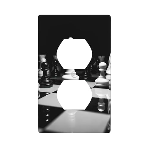 Schwarze und weiße Schachwandplatten, 1-Gang-Duplex-Lichtschalter-Abdeckplatte, elektrische Wandplatten, Steckdosenabdeckungen, dekorative Steckdosenabdeckungen für Heimdekoration Schwarze und weiße Schachwandplatten, 1-Gang-Duplex-Lichtschalter-Abdeckplatte, elektrische Wandplatten, Steckdosenabdeckungen, dekorative Steckdosenabdeckungen für Heimdekoration von KKLWEGU