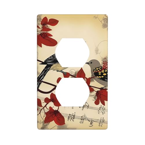 Singbirds Wandplattenabdeckungen, 1-Gang-Duplex-Lichtschalter-Abdeckplatte, elektrische Wandplatten, Steckdosenabdeckungen, dekorative Steckdosenabdeckungen für Heimdekoration von KKLWEGU