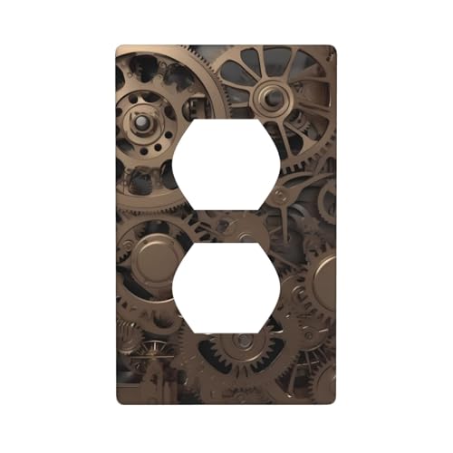 Steampunk Mechanische Getriebe-Wandplatten, 1-Gang-Duplex-Lichtschalter-Abdeckplatte, elektrische Wandplatten, Steckdosenabdeckungen, dekorative Steckdosenabdeckungen für Heimdekoration von KKLWEGU