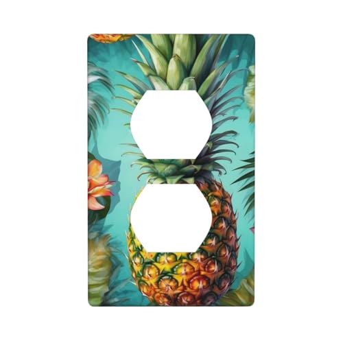 Tropische Ananas-Wandplatten, 1-Gang-Duplex-Lichtschalter-Abdeckplatte, elektrische Wandplatten, Steckdosenabdeckungen, dekorative Steckdosenabdeckungen für Heimdekoration Tropische Ananas-Wandplatten, 1-Gang-Duplex-Lichtschalter-Abdeckplatte, elektrische Wandplatten, Steckdosenabdeckungen, dekorative Steckdosenabdeckungen für Heimdekoration von KKLWEGU
