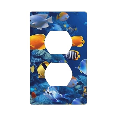 Tropische Fische, Wandplatten, 1-Gang-Duplex-Lichtschalter-Abdeckplatte, elektrische Wandplatten, Steckdosenabdeckungen, dekorative Steckdosenabdeckungen für Heimdekoration Tropische Fische, Wandplatten, 1-Gang-Duplex-Lichtschalter-Abdeckplatte, elektrische Wandplatten, Steckdosenabdeckungen, dekorative Steckdosenabdeckungen für Heimdekoration von KKLWEGU