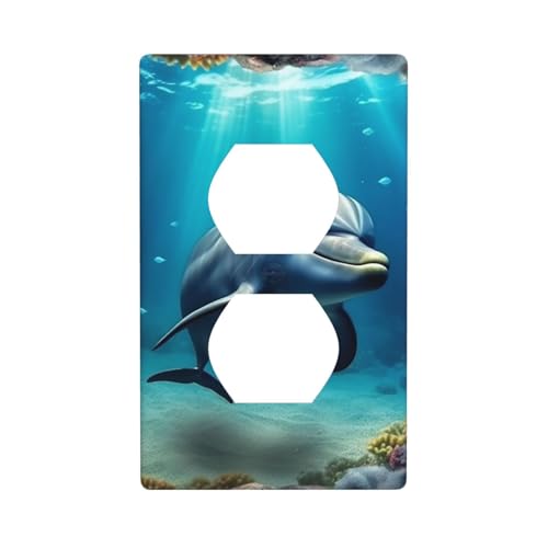Underwater World Delfin-Wandplatten, 1-Gang-Duplex-Lichtschalter-Abdeckplatte, elektrische Wandplatten, Steckdosenabdeckungen, dekorative Steckdosenabdeckungen für Heimdekoration Underwater World Delfin-Wandplatten, 1-Gang-Duplex-Lichtschalter-Abdeckplatte, elektrische Wandplatten, Steckdosenabdeckungen, dekorative Steckdosenabdeckungen für Heimdekoration von KKLWEGU