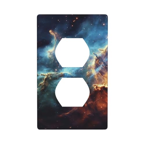 Universum-Galaxie-Weltraum-Wandplatten, 1-Gang-Duplex-Lichtschalter-Abdeckplatte, elektrische Wandplatten, Steckdosenabdeckungen, dekorative Steckdosenabdeckungen für Heimdekoration von KKLWEGU