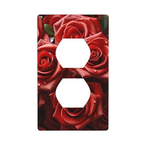 Viele rote Rosen Wandplatten, 1-Gang-Duplex-Lichtschalter-Abdeckplatte, elektrische Wandplatten, Steckdosenabdeckungen, dekorative Steckdosenabdeckungen für Heimdekoration Viele rote Rosen Wandplatten, 1-Gang-Duplex-Lichtschalter-Abdeckplatte, elektrische Wandplatten, Steckdosenabdeckungen, dekorative Steckdosenabdeckungen für Heimdekoration von KKLWEGU
