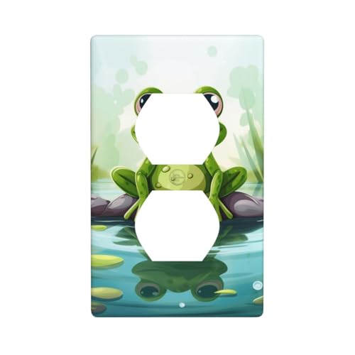Wandplatten, Frosch im Teich, 1-Gang-Duplex-Lichtschalter-Abdeckplatte, elektrische Wandplatten, Steckdosenabdeckungen, dekorative Steckdosenabdeckungen für Heimdekoration Wandplatten, Frosch im Teich, 1-Gang-Duplex-Lichtschalter-Abdeckplatte, elektrische Wandplatten, Steckdosenabdeckungen, dekorative Steckdosenabdeckungen für Heimdekoration von KKLWEGU