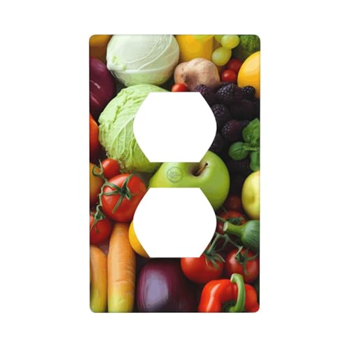 Wandplatten für frisches Obst und Gemüse, 1-Gang-Duplex-Lichtschalter-Abdeckplatte, elektrische Wandplatten, Steckdosenabdeckungen, dekorative Steckdosenabdeckungen für Heimdekoration von KKLWEGU