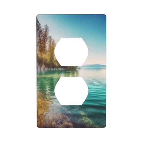 Wandplatten für sauberes Wasser und Seenlandschaft, 1-Gang-Duplex-Lichtschalter-Abdeckplatte, elektrische Wandplatten, Steckdosenabdeckungen, dekorative Steckdosenabdeckungen für Heimdekoration von KKLWEGU