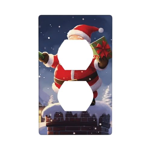 Wandplatten mit Aufschrift "Merry Christmas", 1-Gang-Duplex-Lichtschalter-Abdeckplatte, elektrische Wandplatten, Steckdosenabdeckungen, dekorative Steckdosenabdeckungen für Heimdekoration von KKLWEGU