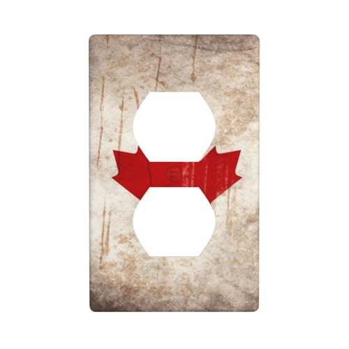 Wandplatten mit Kanada-Flagge, 1-Gang-Duplex-Lichtschalter-Abdeckplatte, elektrische Wandplatten, Steckdosenabdeckungen, dekorative Steckdosenabdeckungen für Heimdekoration von KKLWEGU