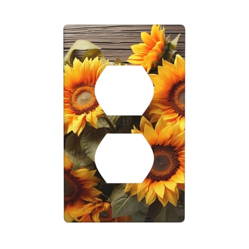 Wandplatten mit Pflanzenmotiven, Sonnenblumen-Wandplatten, 1-Gang-Duplex-Lichtschalter-Abdeckplatte, elektrische Wandplatten, Steckdosenabdeckungen, dekorative Steckdosenabdeckungen für Heimdekoration von KKLWEGU