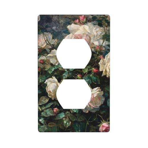 Wandplatten mit Rosen-Druck, 1-Gang-Duplex-Lichtschalter-Abdeckplatte, elektrische Wandplatten, Steckdosenabdeckungen, dekorative Steckdosenabdeckungen für Heimdekoration Wandplatten mit Rosen-Druck, 1-Gang-Duplex-Lichtschalter-Abdeckplatte, elektrische Wandplatten, Steckdosenabdeckungen, dekorative Steckdosenabdeckungen für Heimdekoration von KKLWEGU