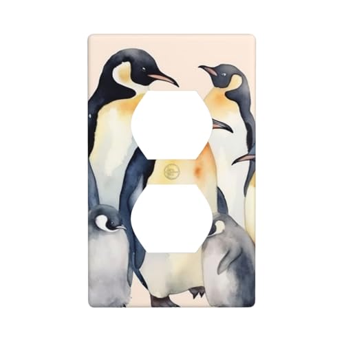 Wandplatten mit Tierpinguin-Muster, 1-Gang-Duplex-Lichtschalter-Abdeckplatte, elektrische Wandplatten, Steckdosenabdeckungen, dekorative Steckdosenabdeckungen für Heimdekoration von KKLWEGU