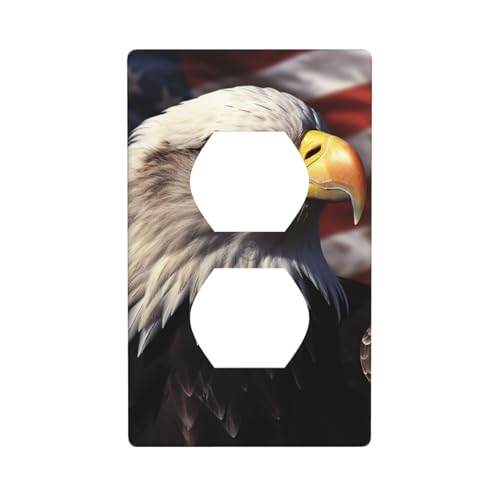 Wandplatten mit USA-Flagge und Adler, 1-Gang-Duplex-Lichtschalter-Abdeckplatte, elektrische Wandplatten, Steckdosenabdeckungen, dekorative Steckdosenabdeckungen für Heimdekoration Wandplatten mit USA-Flagge und Adler, 1-Gang-Duplex-Lichtschalter-Abdeckplatte, elektrische Wandplatten, Steckdosenabdeckungen, dekorative Steckdosenabdeckungen für Heimdekoration von KKLWEGU