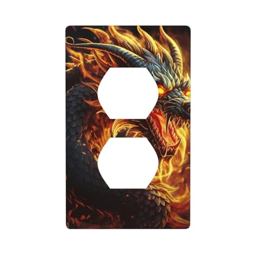 Wandplatten mit chinesischem Feuerdrachen, 1-Gang-Duplex-Lichtschalter-Abdeckplatte, elektrische Wandplatten, Steckdosenabdeckungen, dekorative Steckdosenabdeckungen für Heimdekoration Wandplatten mit chinesischem Feuerdrachen, 1-Gang-Duplex-Lichtschalter-Abdeckplatte, elektrische Wandplatten, Steckdosenabdeckungen, dekorative Steckdosenabdeckungen für Heimdekoration von KKLWEGU