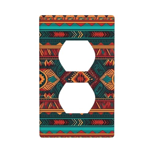 Wandplatten mit ethnischem geometrischem Muster, 1-Gang-Duplex-Lichtschalter-Abdeckplatte, elektrische Wandplatten, Steckdosenabdeckungen, dekorative Steckdosenabdeckungen für Heimdekoration Wandplatten mit ethnischem geometrischem Muster, 1-Gang-Duplex-Lichtschalter-Abdeckplatte, elektrische Wandplatten, Steckdosenabdeckungen, dekorative Steckdosenabdeckungen für Heimdekoration von KKLWEGU