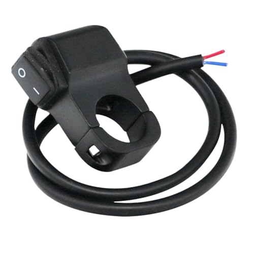 Steuerschalter für Motorradlenker 12V Motorradschalter Aluminiumlegierung Lenkerscheinwerferschalter Motorräder Schalter 2 Drähte 22mm von KKMNAIF
