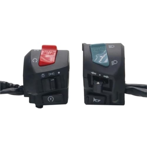 Steuerschalter für Motorradlenker 22mm Motorrad Links Rechts Schalter Hupe Taste Blinker Elektrische Nebel Lampe Licht Starten Lenker Controller Schalter(2) von KKMNAIF