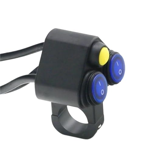 Steuerschalter für Motorradlenker 7/8'' Motorrad Lenker Doppel Control Schalter Taste Scheinwerfer Gefahr Bremse Nebel Licht EIN Aus Schalter Lenker(4) von KKMNAIF