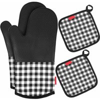 2 Modèles en nid d'abeille Perfère carré Silicone et coton Gants d'isolation du four + 2 Polyester Coton Plaid Isolation Pot Black 2 Modèles en nid d'abeille Perfère carré Silicone et coton Gants d'isolation du four + 2 Polyester Coton Plaid Isolation Pot Black von KKMOON