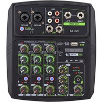 4-Kanal Audio-Mixer mit USB/Bluetooth – Tragbares Mischpult mit LED-Display, integrierter Soundkarte & +48V Phantomspeisung – 2-Band eq, Verzögerung, von KKMOON