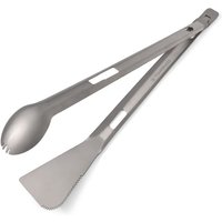 Titan-Spatel-Löffel 2-in-1 Outdoor-Kochset - Camping-Besteck mit Grillzange & Schöpfkelle - Leichtes Titan-Campingbesteck für BBQ, Wanderung & von KKMOON