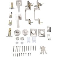Türgriff-Set für Doppeltüren (weiß) - Robuste Einsteckschlösser mit verstellbarem Lochabstand - Modernes Design für Haustüren & Zimmertüren - Inkl. von KKMOON