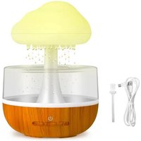 Wolken-Design Luftbefeuchter mit Aromatherapie - 400ml USB-C Ultraschall Verdunster mit 7-Farben LED Beleuchtung • Integrierter Akku & Holzoptik • von KKMOON