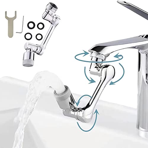 KKNE Wasserhahn Aufsatz, 1080° Swivel Tap Aerator, Tap Extender Adapter, Extension Tap Attachment mit 2 Sprayfunktionen, Rotating Faucet Extender Aerator, Universal Splash Faucet Spray von KKNE