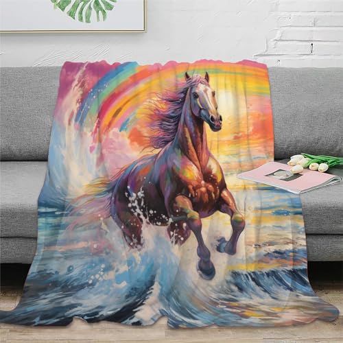 3D Drucken Blanket Pferd Fleecedecke Microfaser Bequem Und Atmungsaktiv Superweiche Decke Weich Und Warme Für Teens Erwachsene 80x90inch(200x230cm) von KKOLASXZE