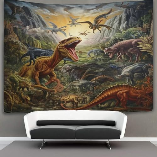 KKOLASXZE 3D Druck Dinosaurier Wandteppiche Poster Ornament Wandbehang Wandteppich Raumteiler Vorhang Für Jungen Mädchen RaumdekoRatteion Tapisserie 130cmx150cm von KKOLASXZE