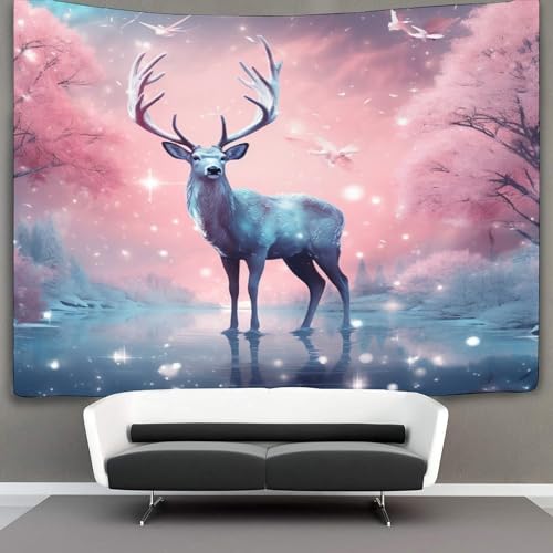 KKOLASXZE 3D Druck Hirsch Wandteppiche Poster Ornament Wandbehang Wandteppich Raumteiler Vorhang Für Schlafzimmer Wohnzimmer Wohnheim Tapisseries 130cmx150cm von KKOLASXZE