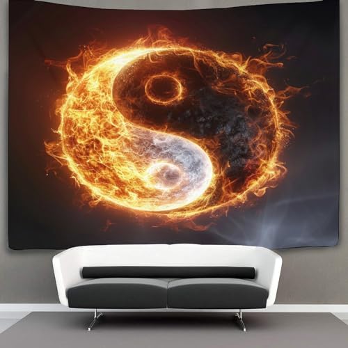 KKOLASXZE 3D Druck Yin Yang Bagua Wandteppiche Poster Ornament Wandbehang Wandteppich Wanddeko Wandbehang Für Wohnzimmer Dekor,Schlafzimmer Tapisseries 180cmx230cm von KKOLASXZE