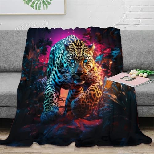 KKOLASXZE 3D Drucken Blanket Löwepard Couchdecke Microfaser Bequem Und Atmungsaktiv Schlafdecke Tagesdecke Weiche Decke Für Bett Sofa Schlafzimmer Büro 80x90inch(200x230cm) von KKOLASXZE