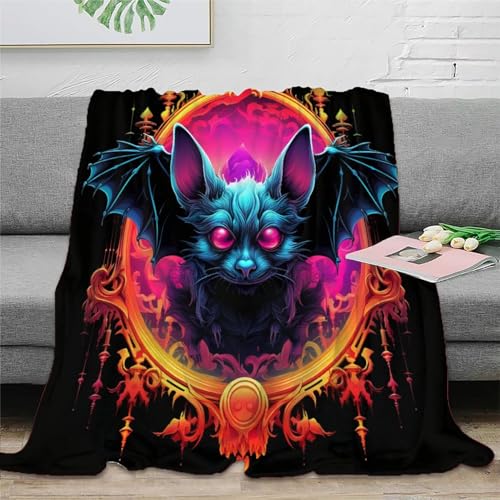 KKOLASXZE 3D Drucken Blanket Rot -eänder Fledermaus Couchdecke Microfaser Bequem Und Atmungsaktiv Schlafdecke Tagesdecke Weiche Decke Für Teens Erwachsene 60x80inch(150x200cm) von KKOLASXZE