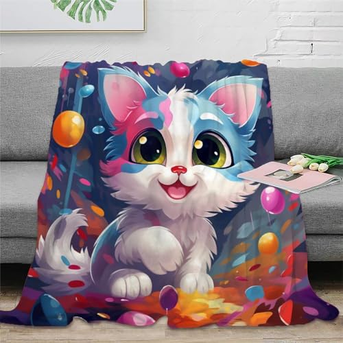 KKOLASXZE 3D Drucken Blanket Süße Katze Sofadecke Microfaser Bequem Und Atmungsaktiv Schlafdecke Tagesdecke Weiche Decke Für Bett Sofa Schlafzimmer Büro 60x80inch(150x200cm) von KKOLASXZE