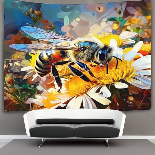 KKPBHTYVG 3D Druck Biene Wandteppiche Poster Ornament Wandbehang Wandteppich Raumteiler Vorhang Für Wohnzimmer Schlafzimmer Tapisseries 150cmx200cm von KKPBHTYVG
