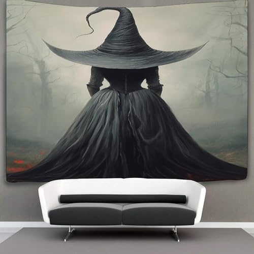 KKPBHTYVG 3D Druck Black Hat Hexe Wandteppiche Poster Ornament Wandbehang Wandteppich Wanddeko Wandbehang Für Jungen Mädchen RaumdekoRatteion Tapisseries 70cmx100cm von KKPBHTYVG