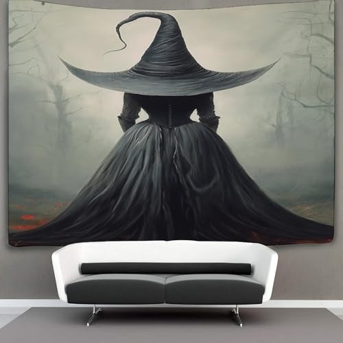KKPBHTYVG 3D Druck Black Hat Hexe Wandteppiche Poster Ornament Wandbehang Wandteppich Wanddeko Wandbehang Für Schlafzimmer Wohnzimmer Tapisserie 100cmx150cm von KKPBHTYVG
