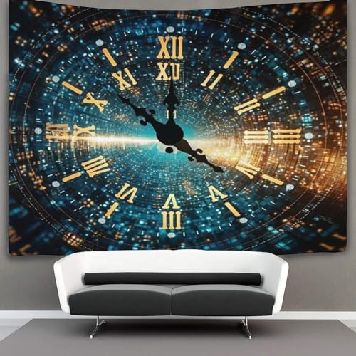KKPBHTYVG 3D Druck Uhr Wandteppiche Poster Ornament Wandbehang Wandteppich Raumteiler Vorhang Für Schlafzimmer, Wohnzimmer, Wohnheim,Tapisserie 70cmx100cm von KKPBHTYVG