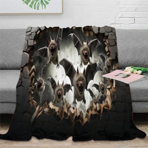 KKPBHTYVG 3D Drucken Blanket Fledermäuse Wohndecke Microfaser Bequem Und Atmungsaktiv Superweiche Decke Weiche Decke Camping Für Erwachsene Kinder 70x80inch(180x200cm) von KKPBHTYVG